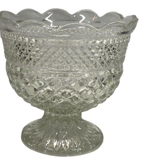 Vintage Anchor Hocking Crystal Wexford Glass Centerpiece Footed Bowl - Picture 11 of 12
